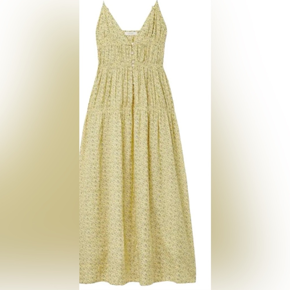 Altered Doen Irina Yellow Floral Tiered Maxi Dress Moonflower